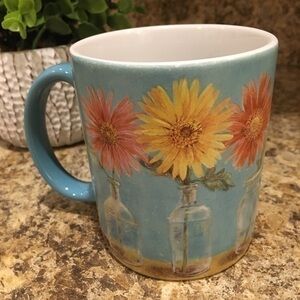 Vintage 2006 Gerber Daisy Blue Lang Coffee Mug Cup